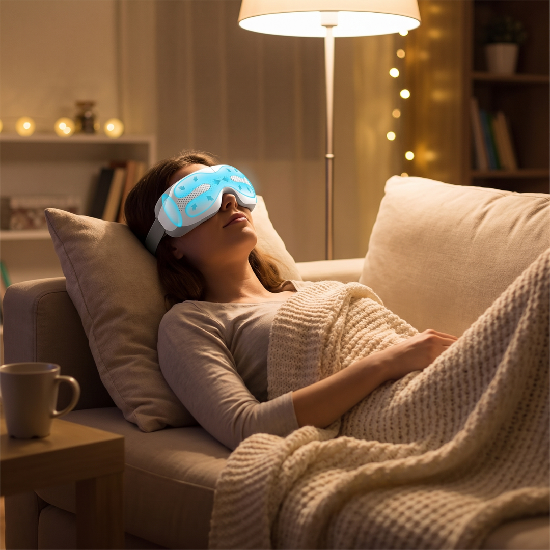 Portable Eye Massager with Bluetooth Music Heat Compression Vibration Sleep Eye Mask 4 Mode Eye Care Device for Relaxation Recovery