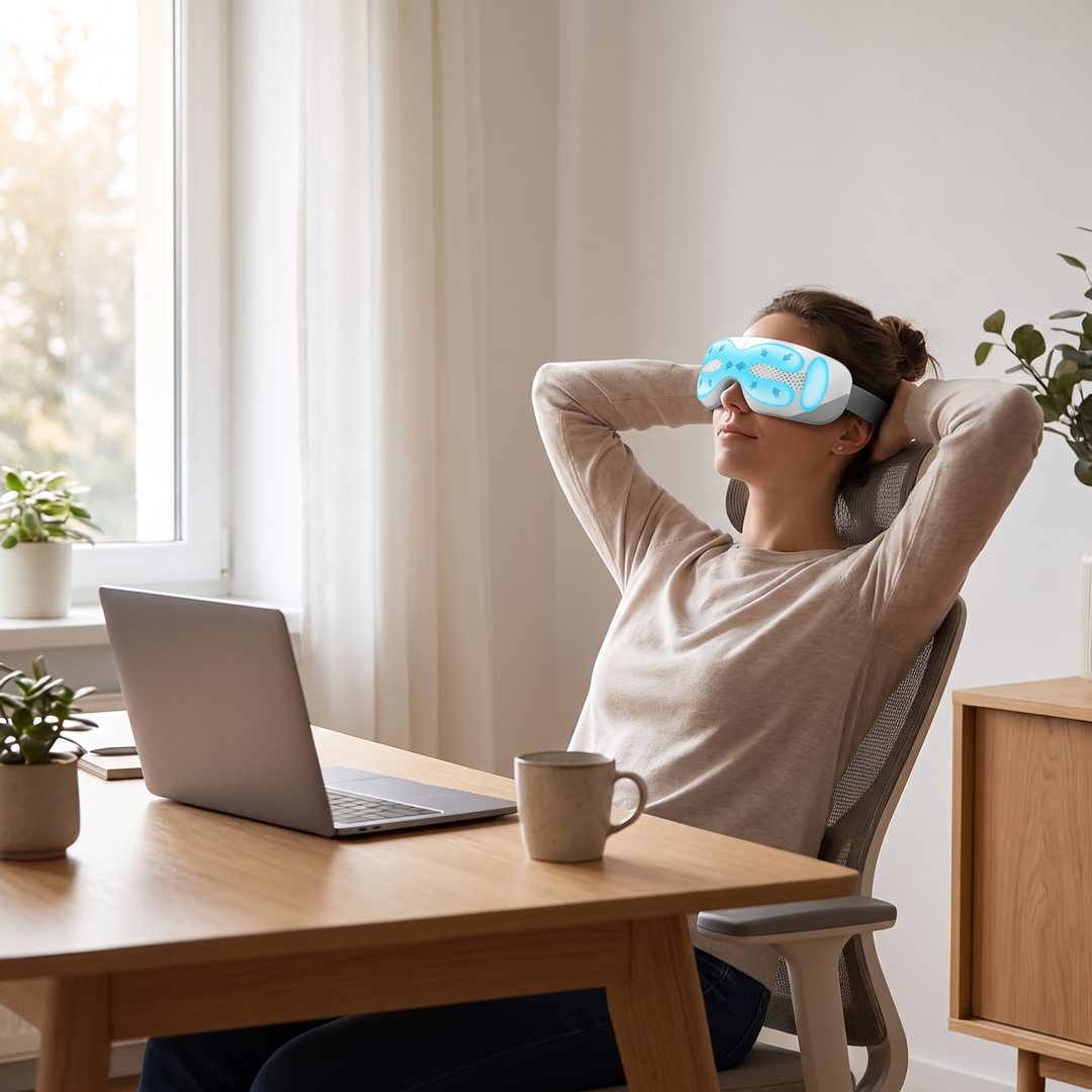 Portable Eye Massager with Bluetooth Music Heat Compression Vibration Sleep Eye Mask 4 Mode Eye Care Device for Relaxation Recovery