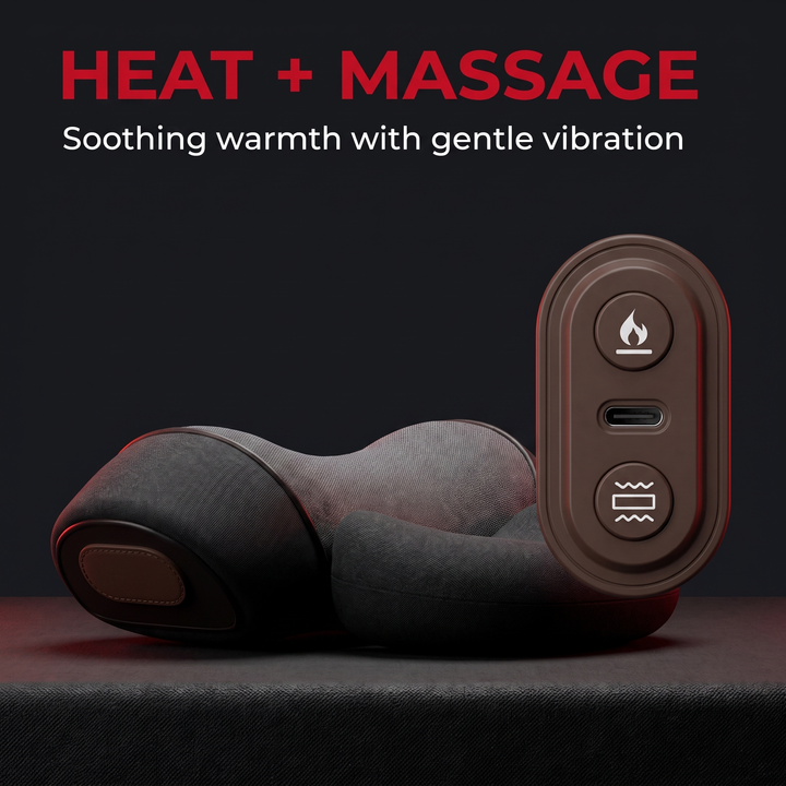 Portable Neck Massager Pillow with Heat Traction Cervical Support Shoulder Relief Recovery Device for Home Office Use