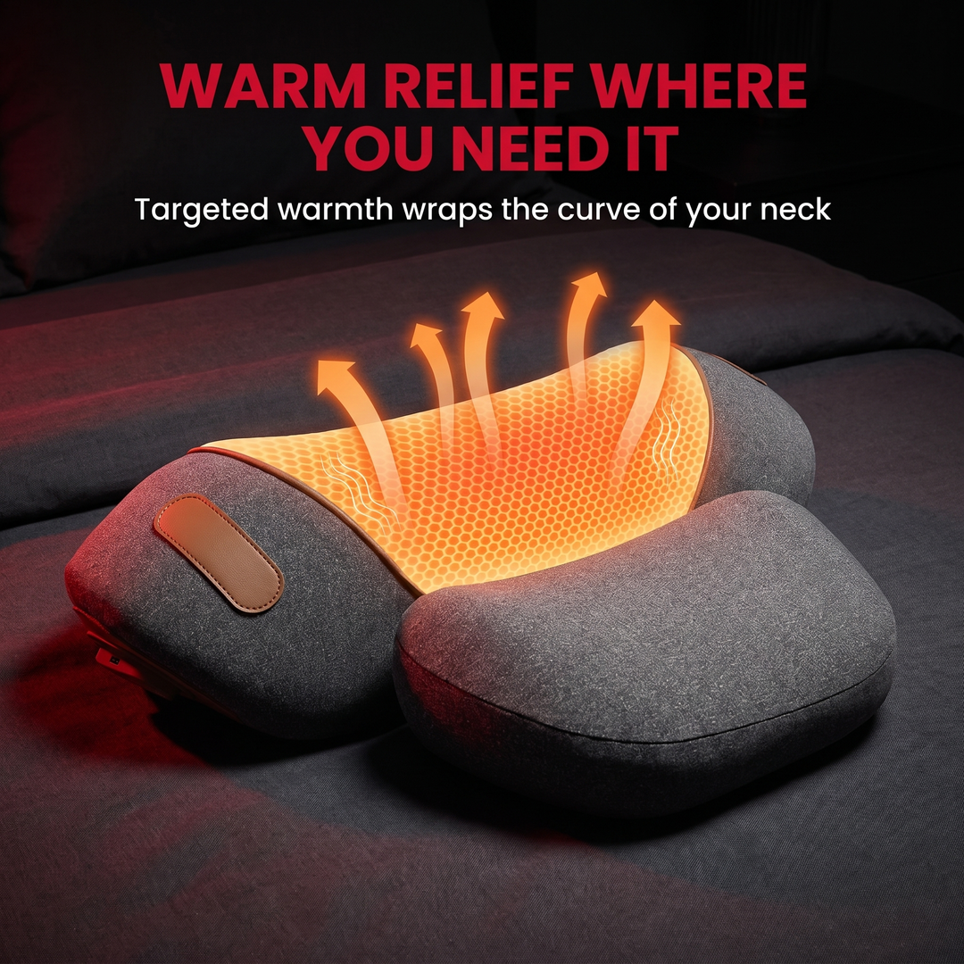 Portable Neck Massager Pillow with Heat Traction Cervical Support Shoulder Relief Recovery Device for Home Office Use