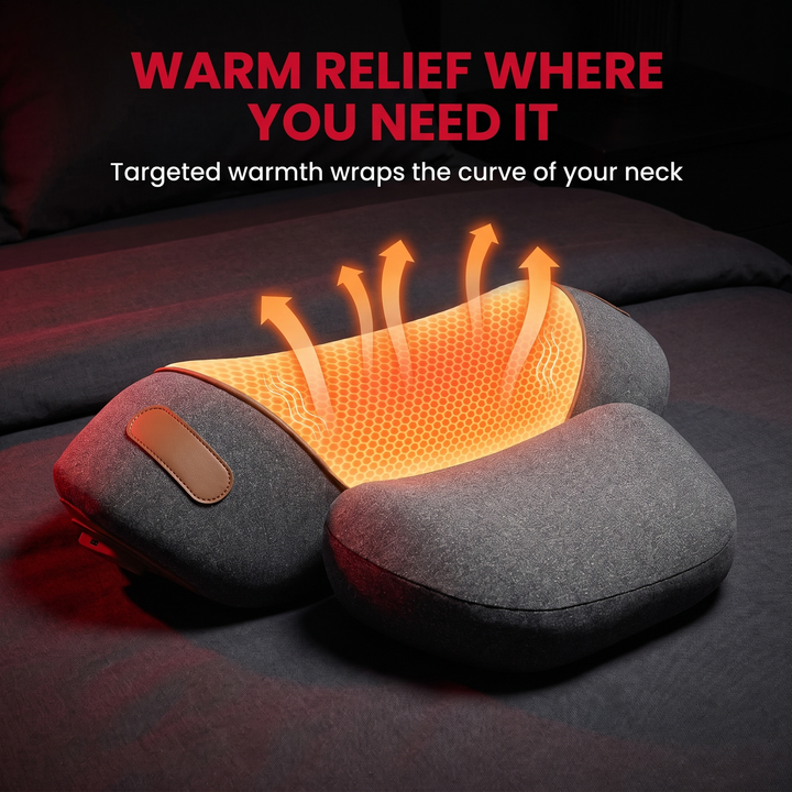 Portable Neck Massager Pillow with Heat Traction Cervical Support Shoulder Relief Recovery Device for Home Office Use