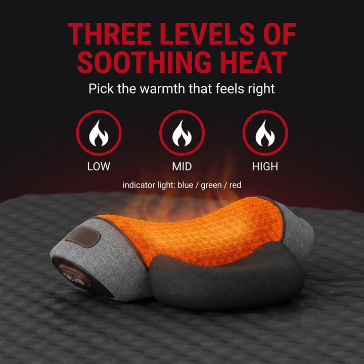 Portable Neck Massager Pillow with Heat Traction Cervical Support Shoulder Relief Recovery Device for Home Office Use