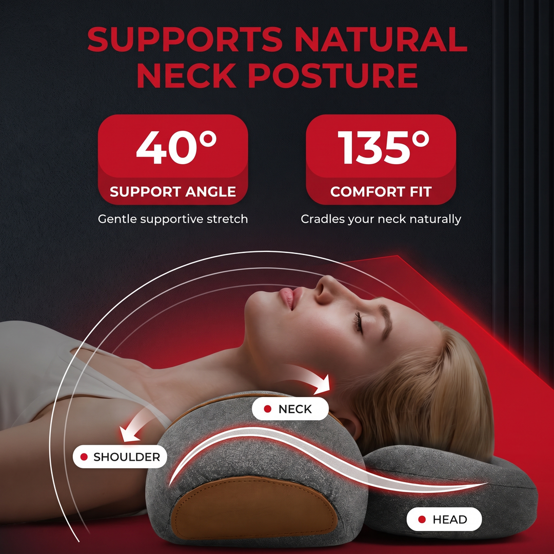 Portable Neck Massager Pillow with Heat Traction Cervical Support Shoulder Relief Recovery Device for Home Office Use