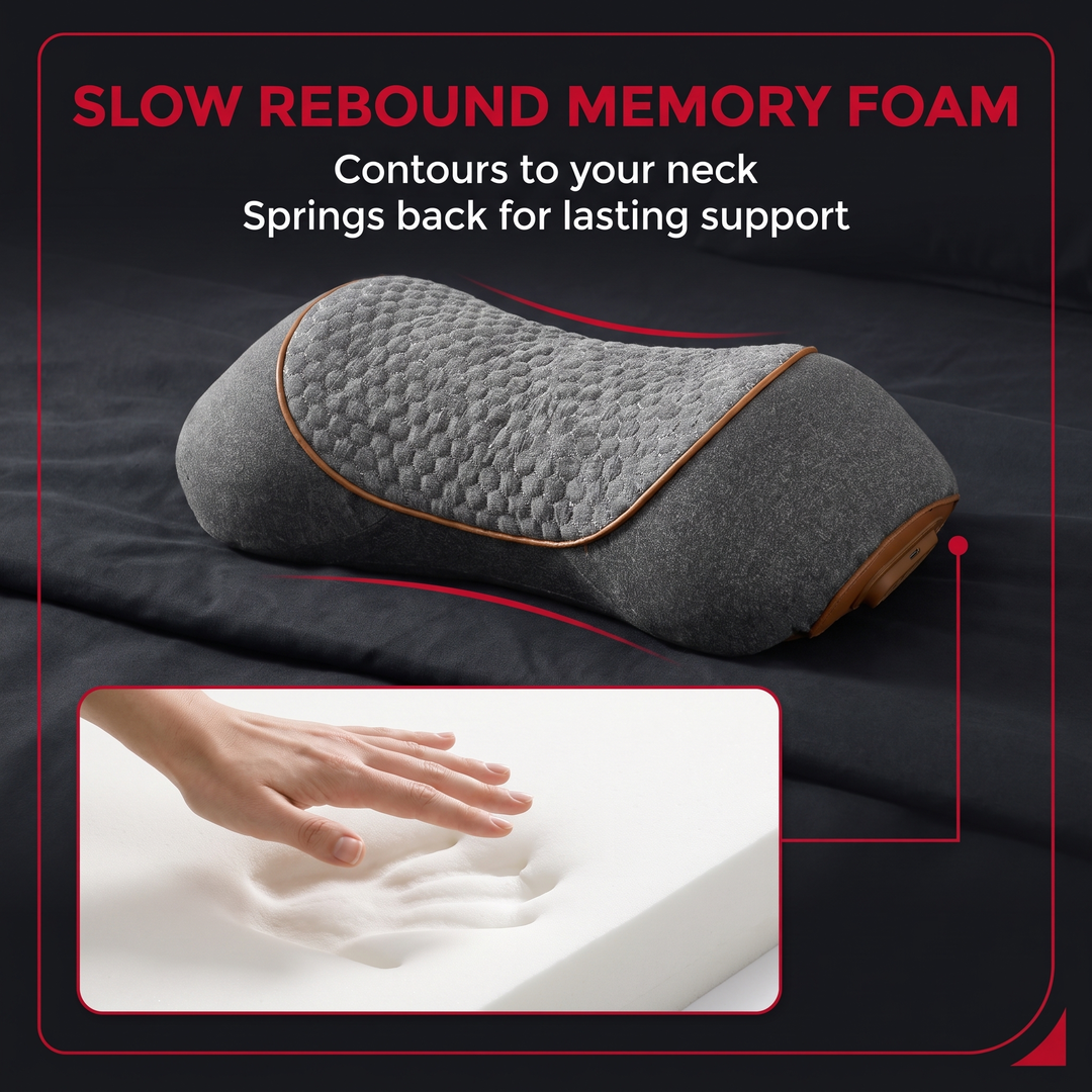 Portable Neck Massager Pillow with Heat Traction Cervical Support Shoulder Relief Recovery Device for Home Office Use