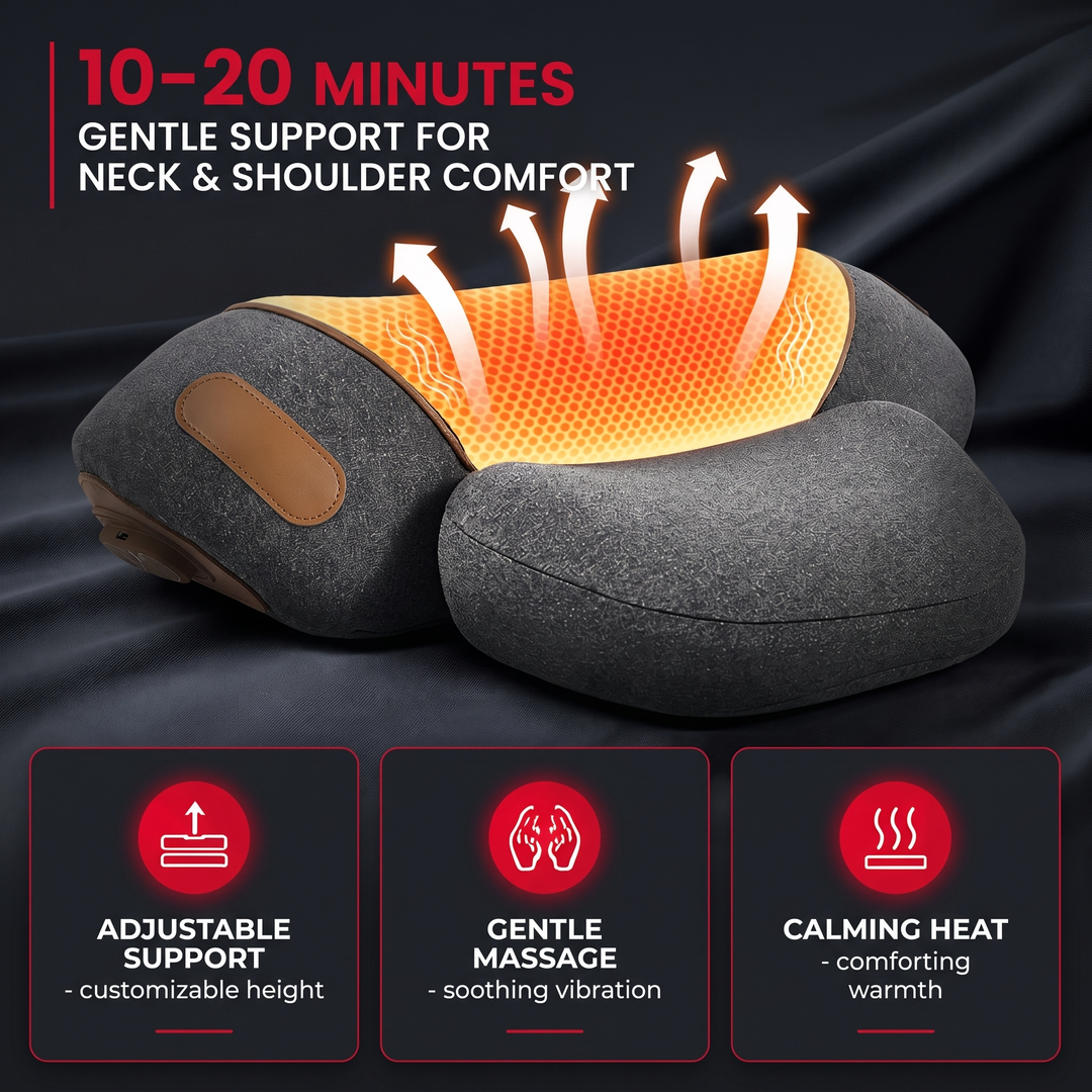 Portable Neck Massager Pillow with Heat Traction Cervical Support Shoulder Relief Recovery Device for Home Office Use