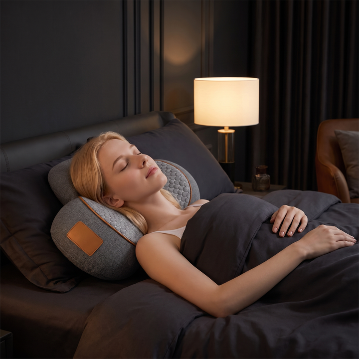 Portable Neck Massager Pillow with Heat Traction Cervical Support Shoulder Relief Recovery Device for Home Office Use