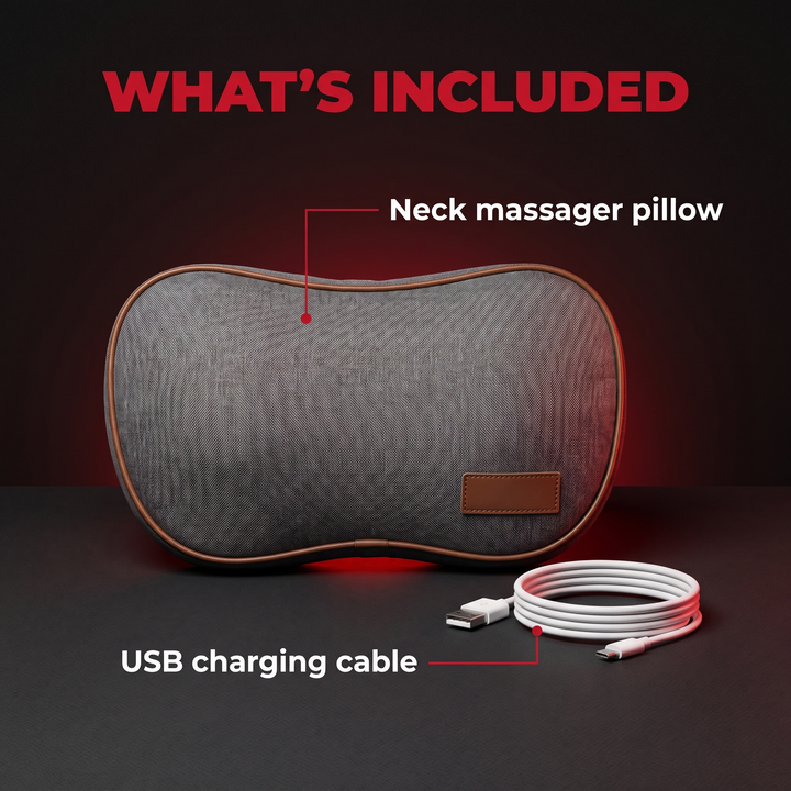 Portable Neck Massager Pillow with Heat Traction Cervical Support Shoulder Relief Recovery Device for Home Office Use