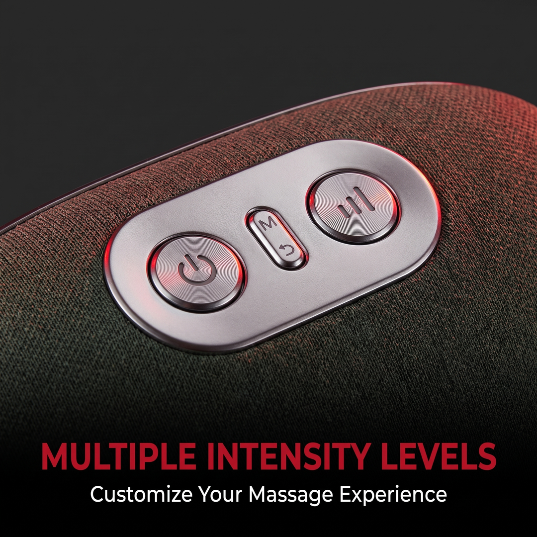 PhysioAthletX neck massager control buttons for multiple massage intensity levels