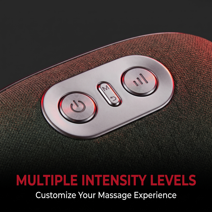 PhysioAthletX neck massager control buttons for multiple massage intensity levels