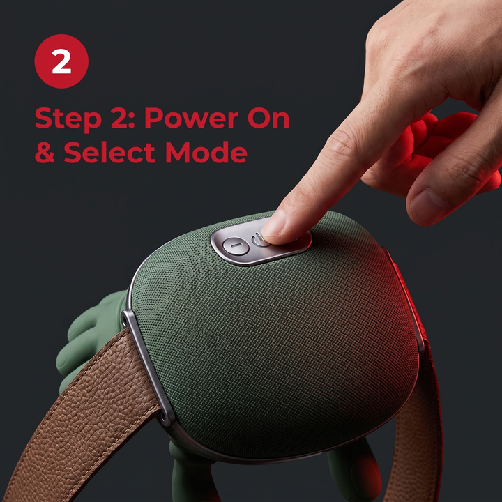 Step 2: power on and select massage mode on PhysioAthletX neck massager