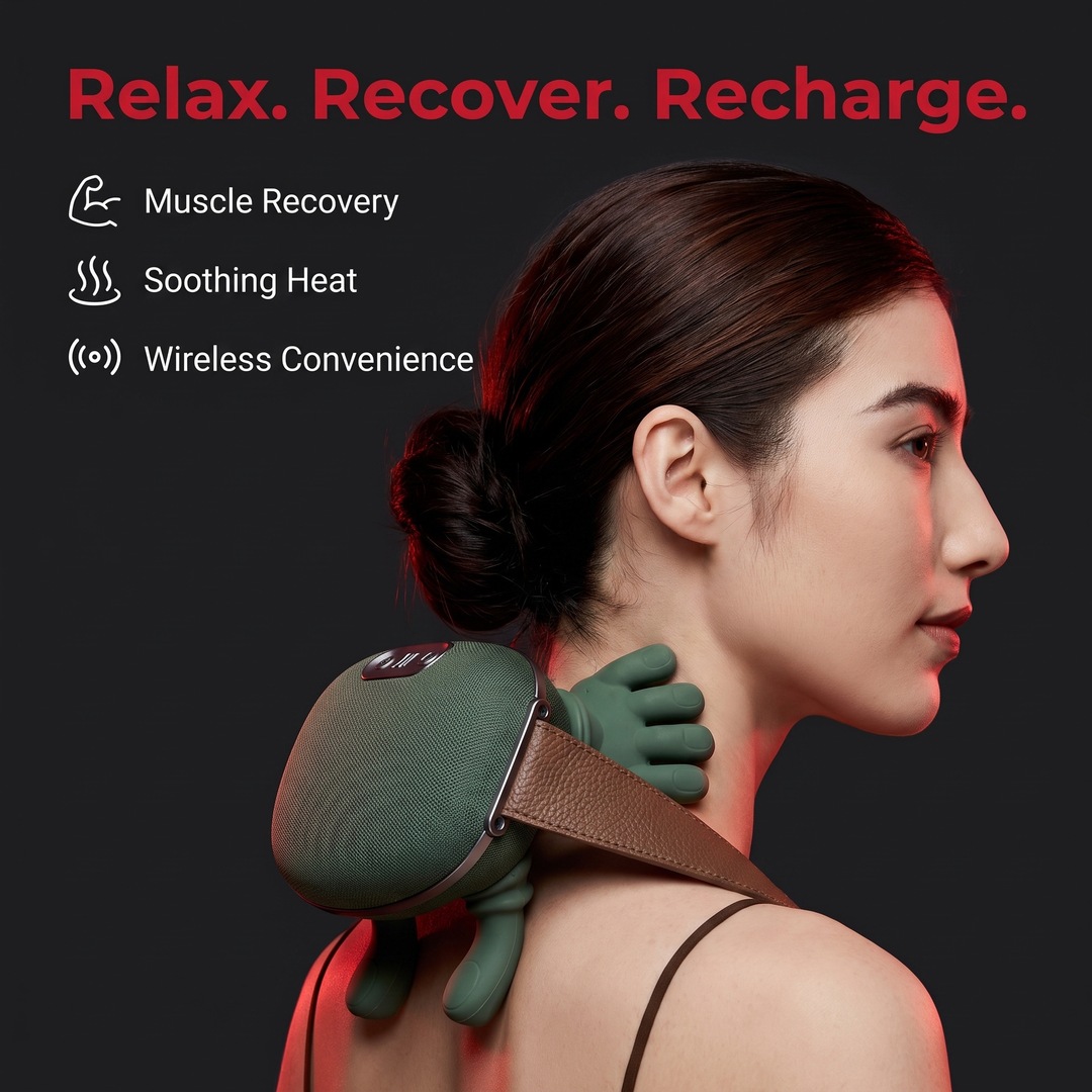 PhysioAthletX neck massager benefits: muscle recovery, soothing heat, wireless convenience