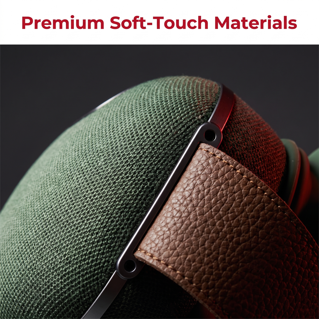 Close-up of PhysioAthletX neck massager premium soft-touch fabric and strap materials