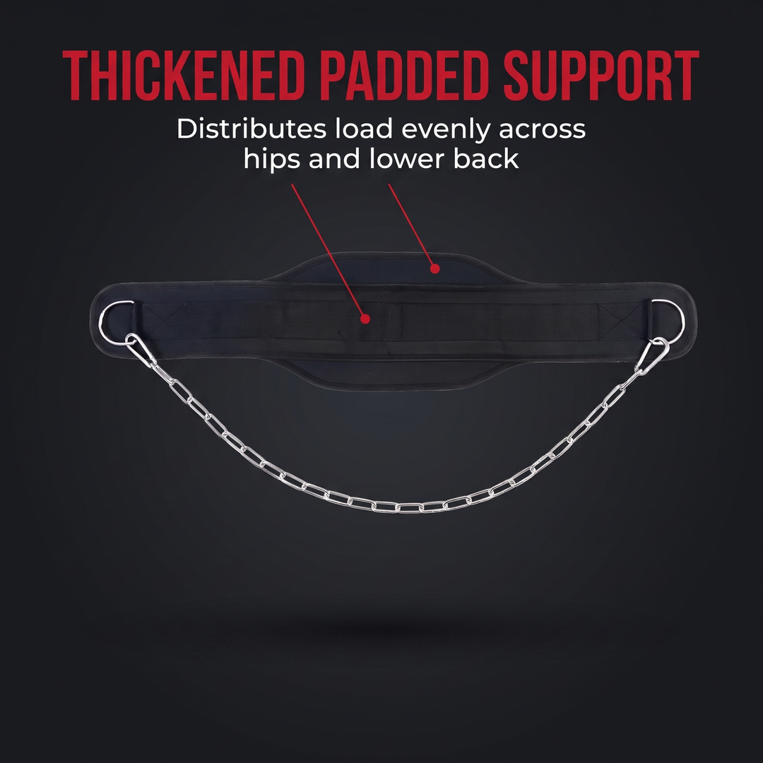Professional Dip Belt with Chain Weight Lifting Belt for Pull Ups Dips Strength Training Bodybuilding Home Gym Fitness Weighted Belt
