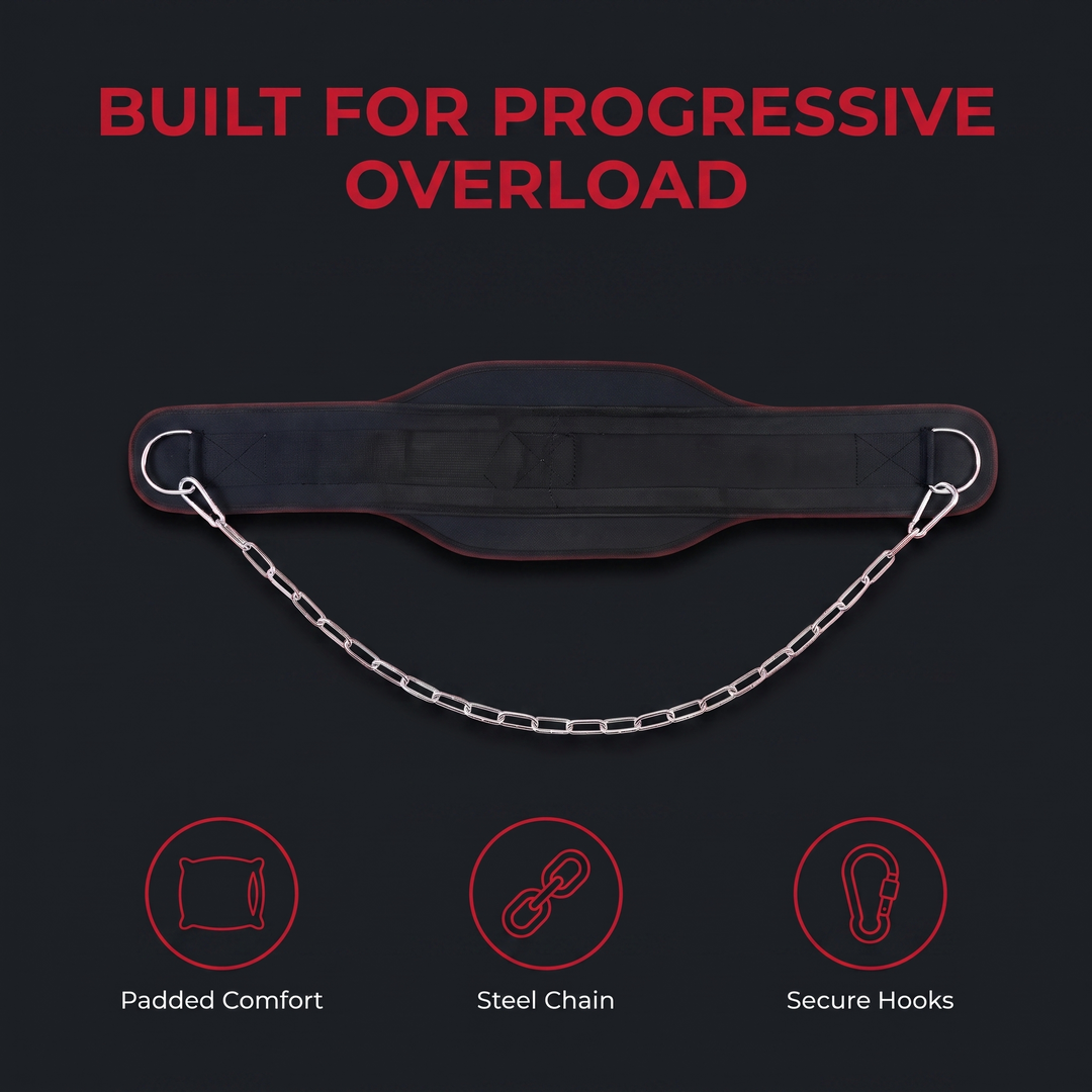 Professional Dip Belt with Chain Weight Lifting Belt for Pull Ups Dips Strength Training Bodybuilding Home Gym Fitness Weighted Belt