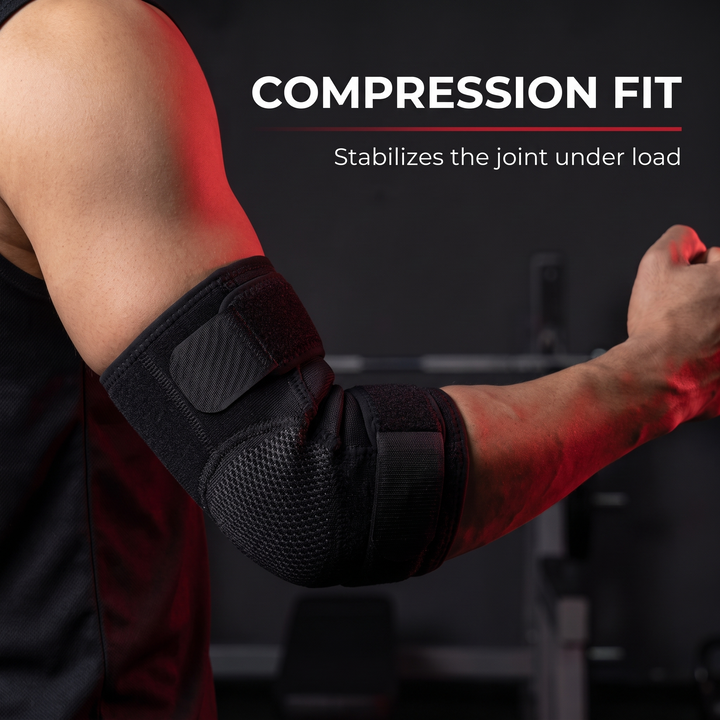 Professional Elbow Brace Compression Sleeve with Adjustable Support Strap for Sports Recovery and Rehabilitation