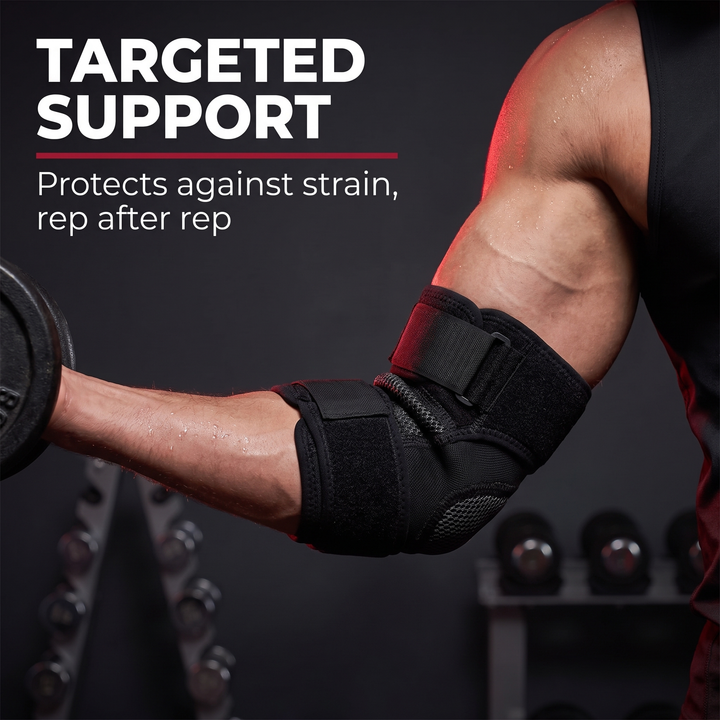 Professional Elbow Brace Compression Sleeve with Adjustable Support Strap for Sports Recovery and Rehabilitation