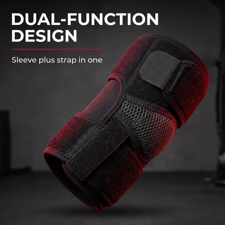 Professional Elbow Brace Compression Sleeve with Adjustable Support Strap for Sports Recovery and Rehabilitation