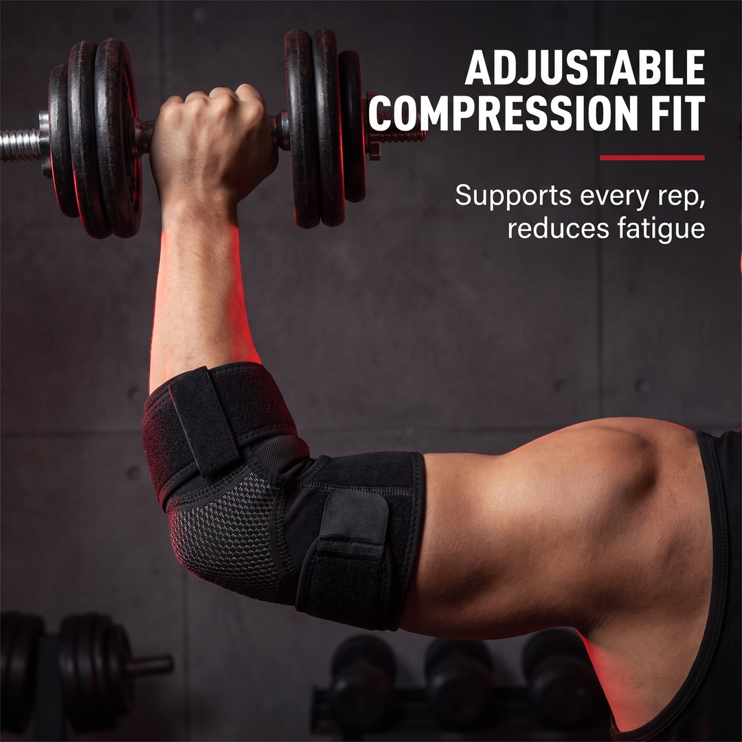 Professional Elbow Brace Compression Sleeve with Adjustable Support Strap for Sports Recovery and Rehabilitation