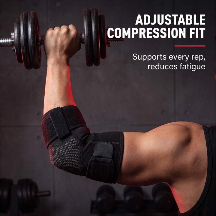 Professional Elbow Brace Compression Sleeve with Adjustable Support Strap for Sports Recovery and Rehabilitation