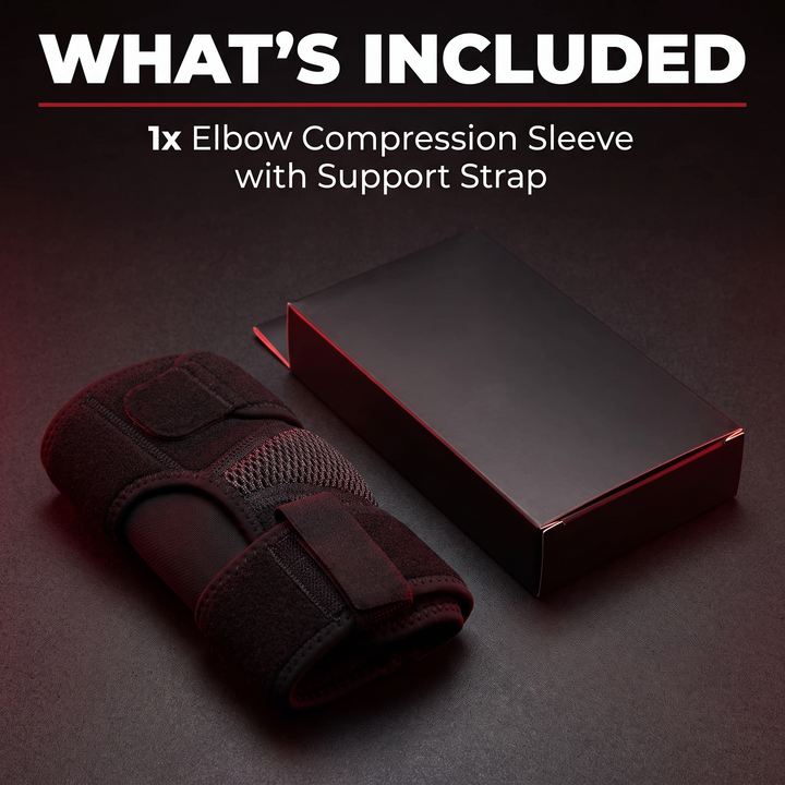Professional Elbow Brace Compression Sleeve with Adjustable Support Strap for Sports Recovery and Rehabilitation