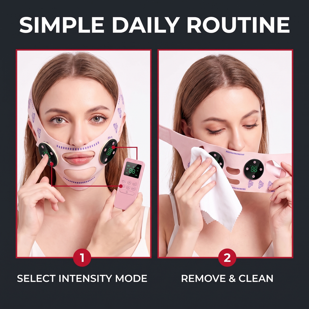 Professional EMS Face Lifting Strap Chin Jaw Contouring Facial Toning Device Portable Skin Firming Face Sculpting Bandage for Daily Skincare Routine