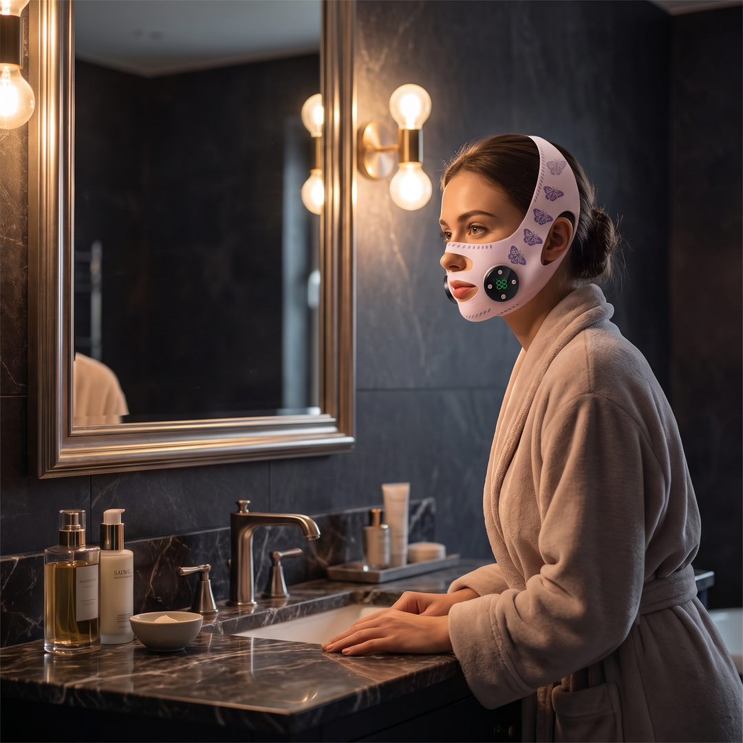 Professional EMS Face Lifting Strap Chin Jaw Contouring Facial Toning Device Portable Skin Firming Face Sculpting Bandage for Daily Skincare Routine
