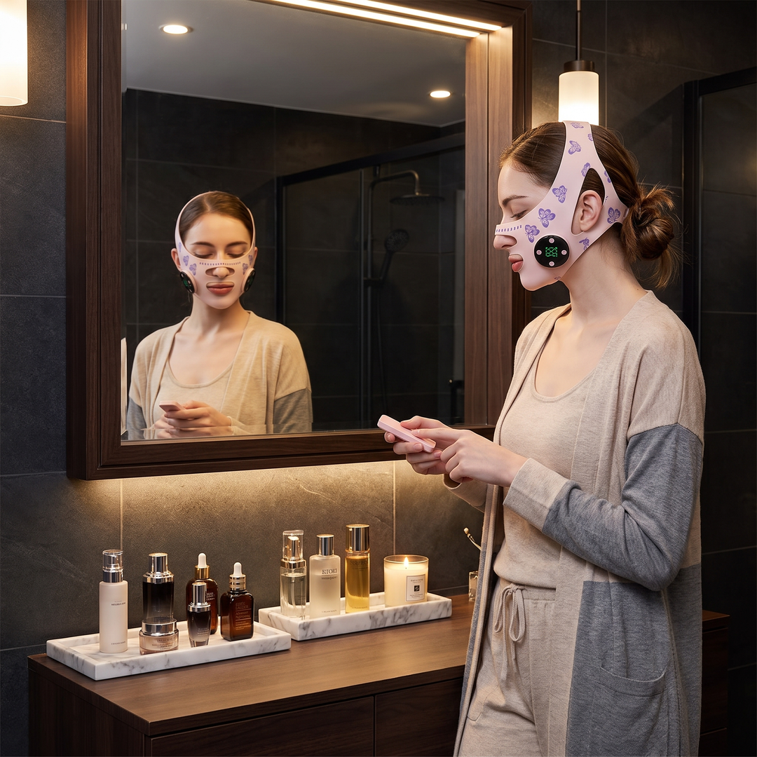 Professional EMS Face Lifting Strap Chin Jaw Contouring Facial Toning Device Portable Skin Firming Face Sculpting Bandage for Daily Skincare Routine