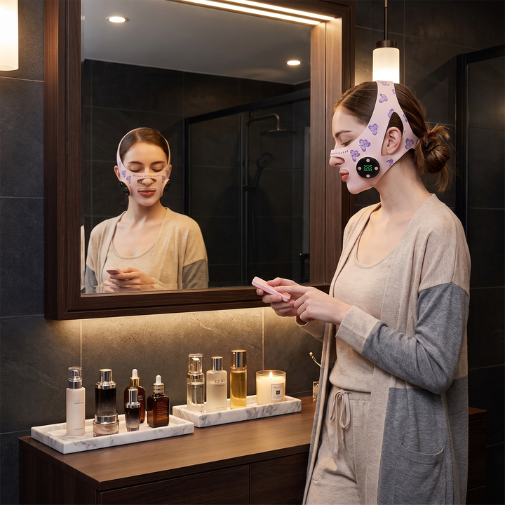 Professional EMS Face Lifting Strap Chin Jaw Contouring Facial Toning Device Portable Skin Firming Face Sculpting Bandage for Daily Skincare Routine