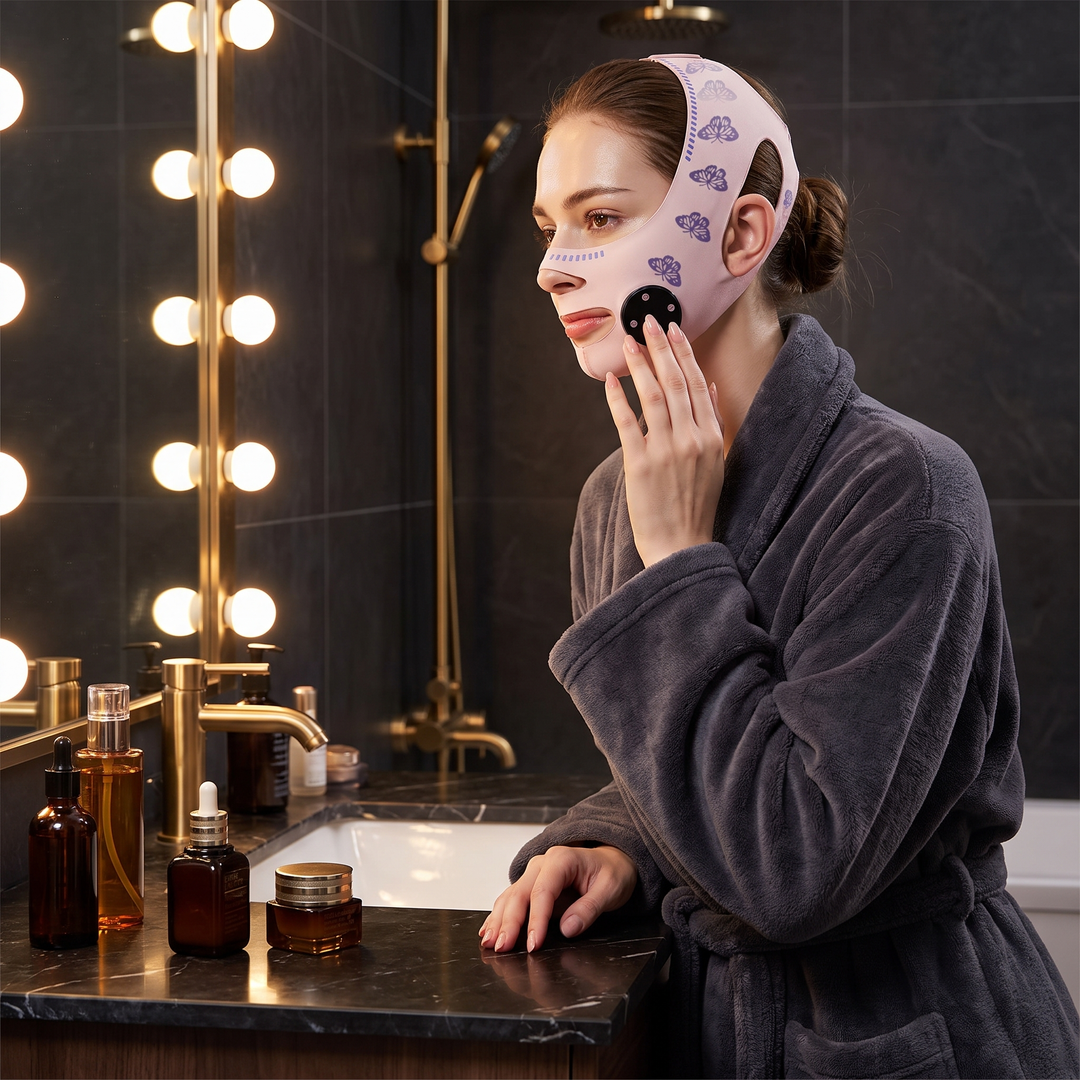 Professional EMS Face Lifting Strap Chin Jaw Contouring Facial Toning Device Portable Skin Firming Face Sculpting Bandage for Daily Skincare Routine