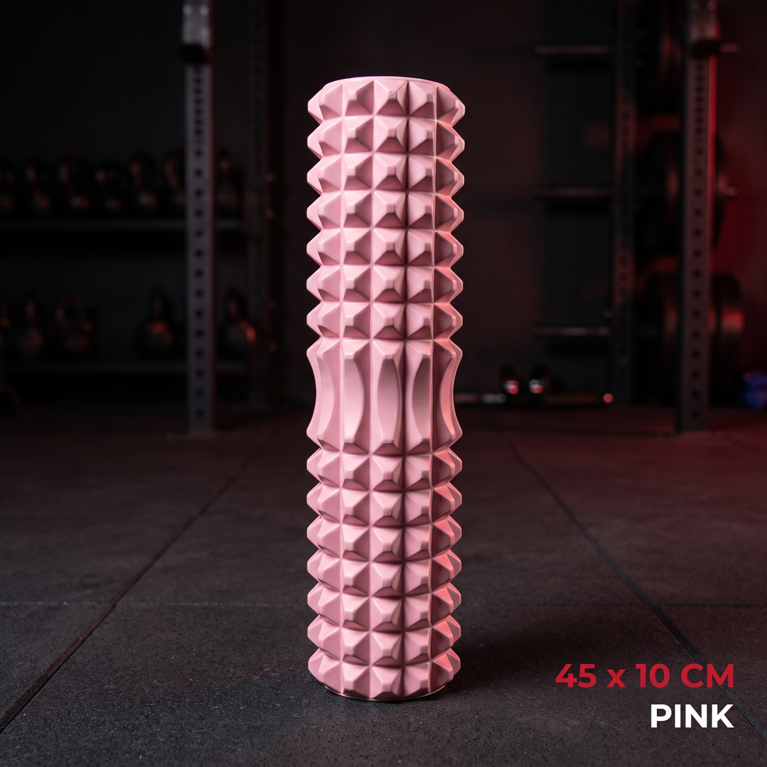 Professional Foam Roller - Pink 45x10cm Textured Massage Roller