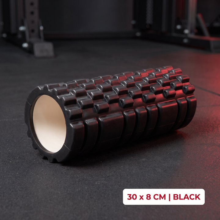 Professional Foam Roller - Black 30x8cm Compact Massage Roller