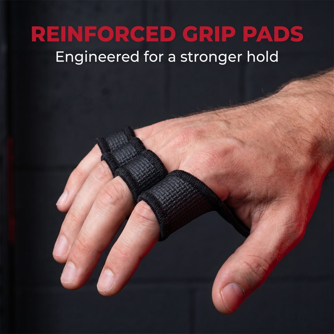 Gym Gloves Half Finger Grip Pads - Reinforced Grip Strap Detail