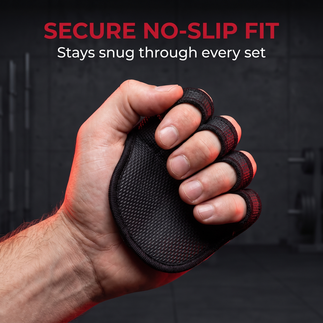 Gym Gloves Half Finger Grip Pads - Secure No-Slip Fit
