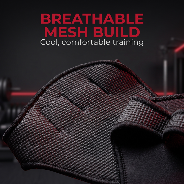 Gym Gloves Half Finger Grip Pads - Breathable Mesh Texture Close-Up