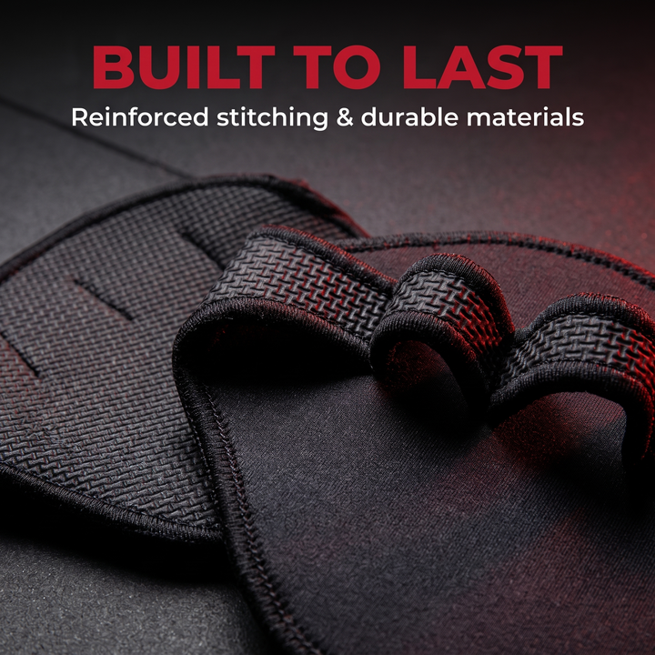Gym Gloves Half Finger Grip Pads - Reinforced Stitching Durability Detail