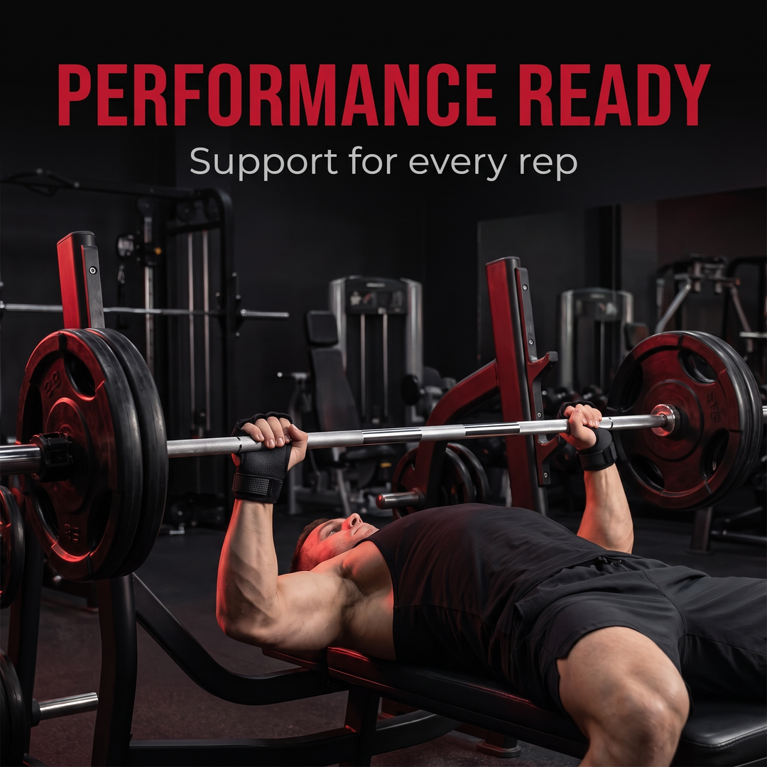 Gym Gloves Half Finger Grip Pads - Bench Press Performance Lifestyle