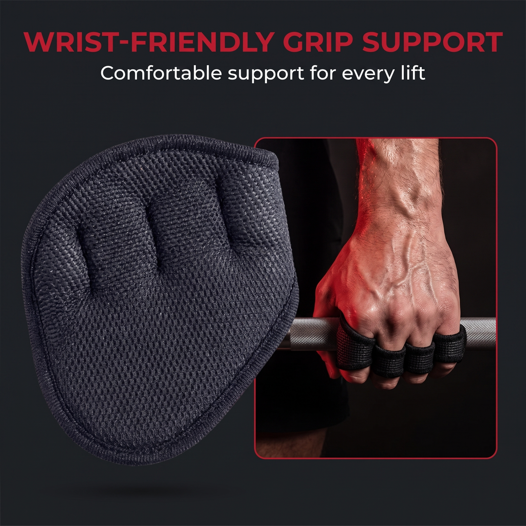 Gym Gloves Half Finger Grip Pads - Wrist-Friendly Grip Support Detail
