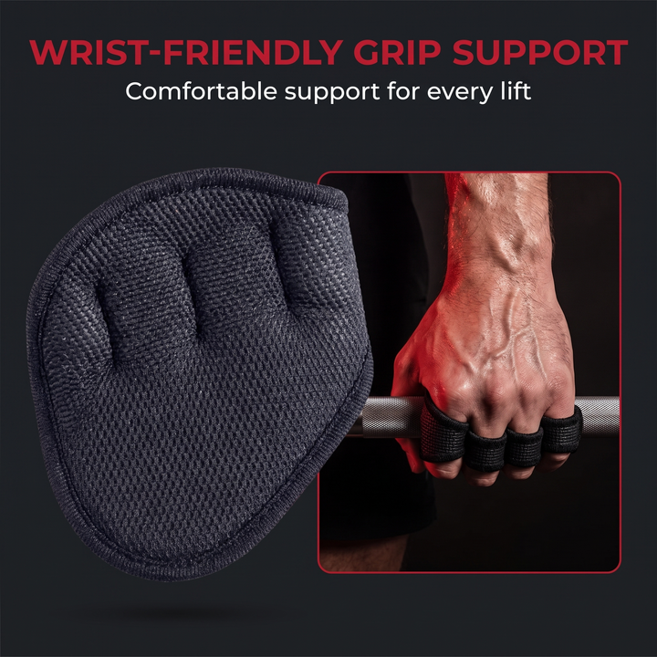 Gym Gloves Half Finger Grip Pads - Wrist-Friendly Grip Support Detail