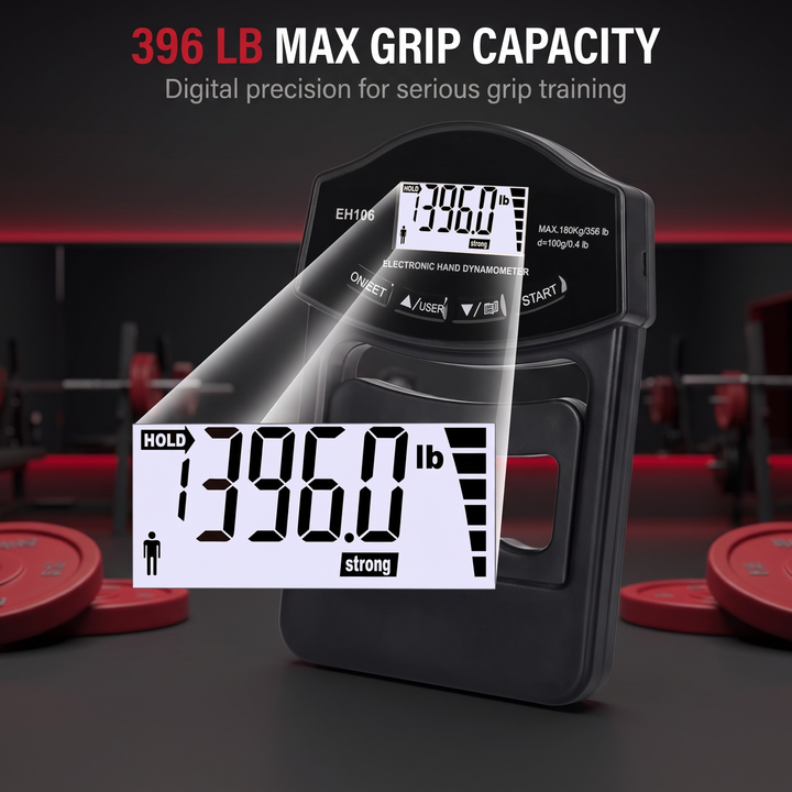 Professional Hand Grip Strength Dynamometer - 396 lb max grip capacity