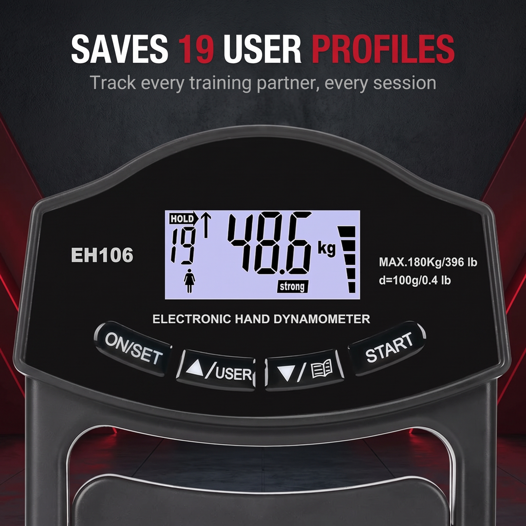 Professional Hand Grip Strength Dynamometer - saves 19 user profiles