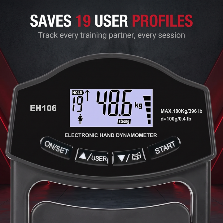 Professional Hand Grip Strength Dynamometer - saves 19 user profiles