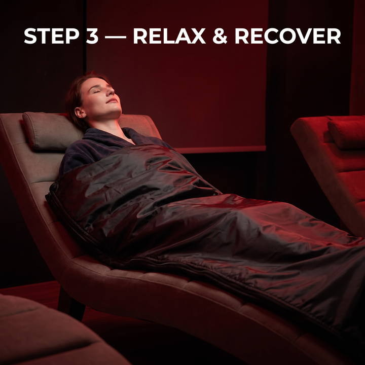 Professional Infrared Sauna Blanket - Full Body Recovery Wrap - Step 3 Relax and Recover