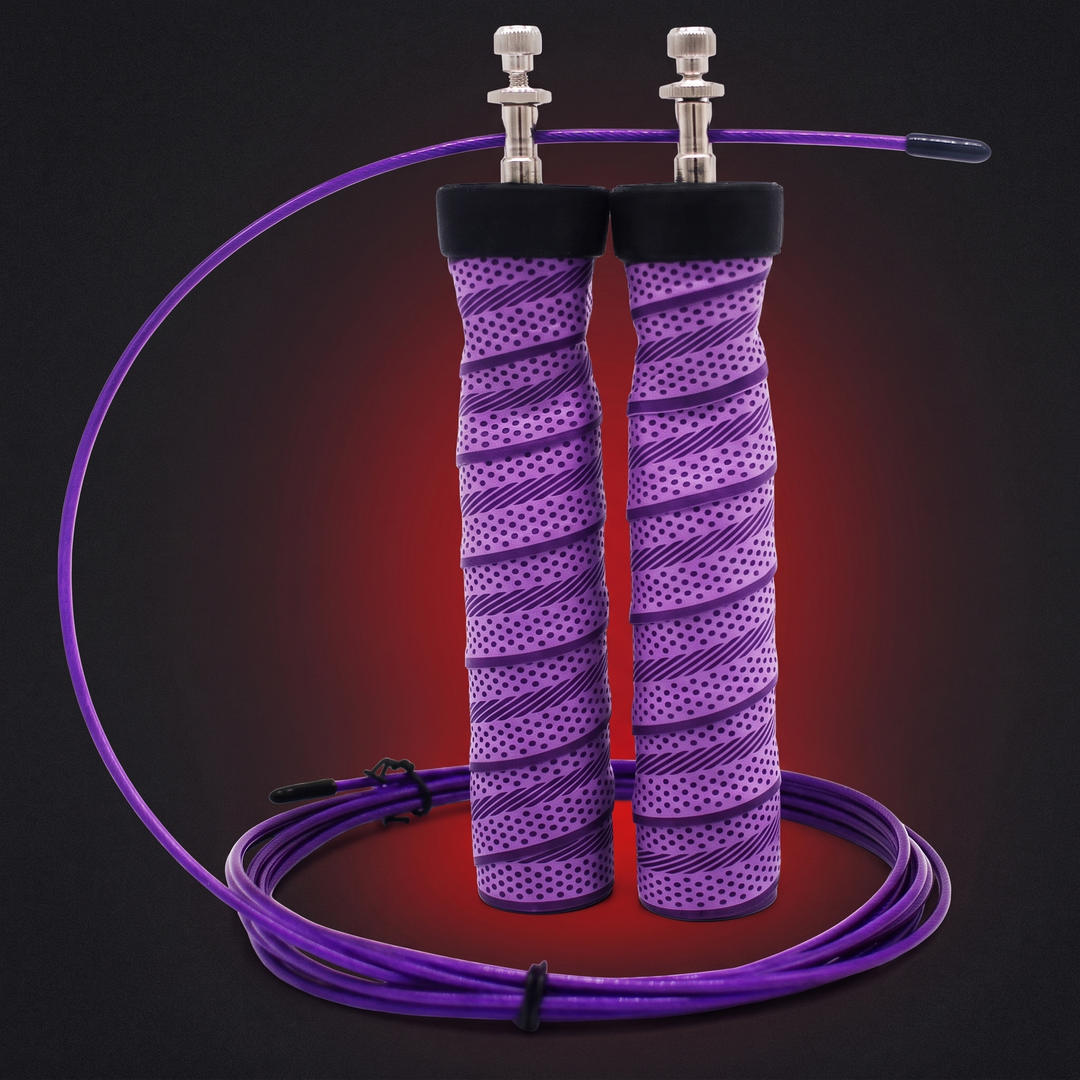 Professional Jump Rope Set Speed Skipping Rope Adjustable Cable with Ball Bearings Anti-Slip Handle Weighted CrossFit Home Gym Cardio Fitness Training - Purple