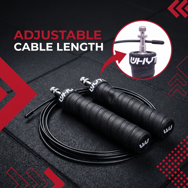Professional Jump Rope Set Speed Skipping Rope Adjustable Cable with Ball Bearings Anti-Slip Handle Weighted CrossFit Home Gym Cardio Fitness Training - Adjustable Cable Length