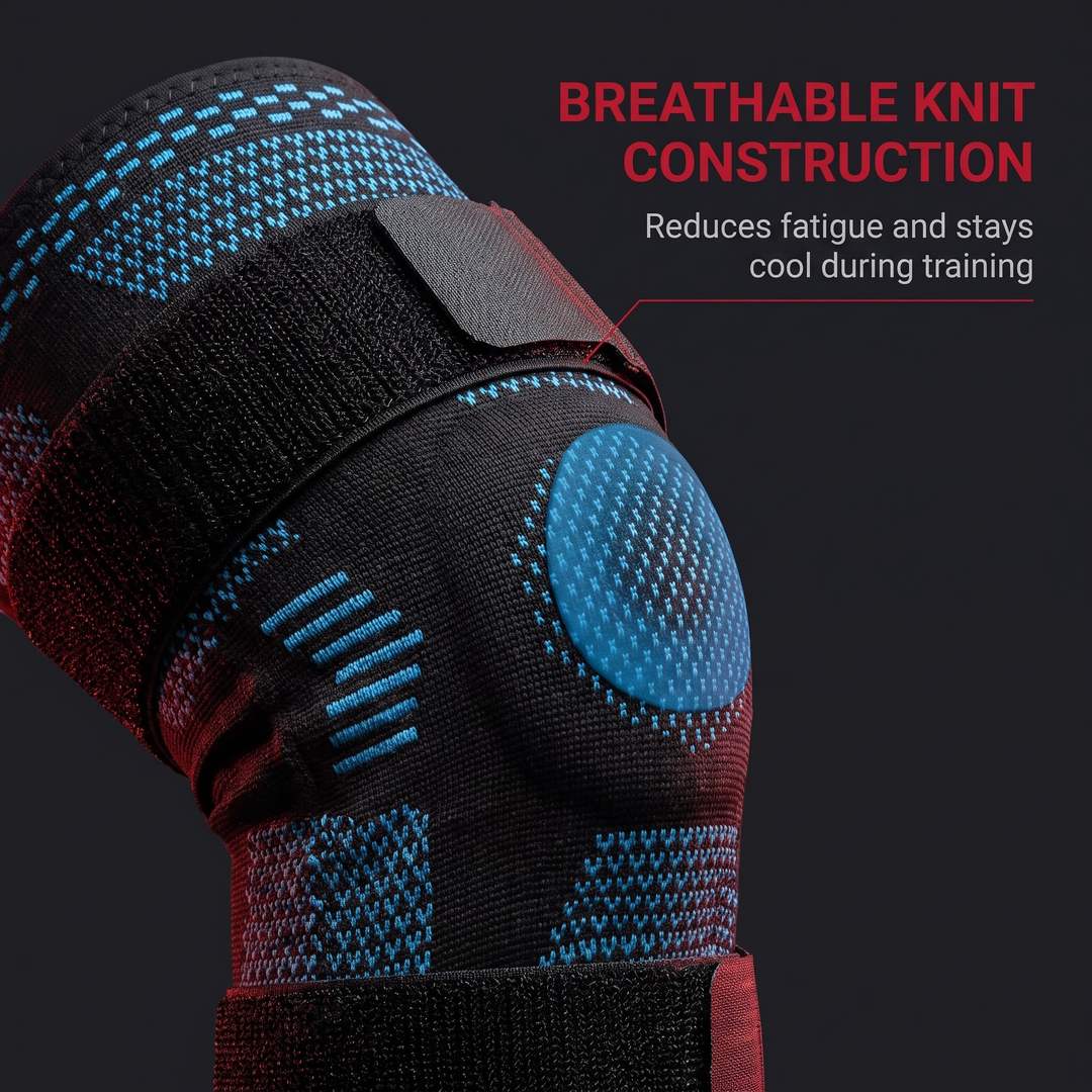Knee Brace breathable knit construction reduces fatigue during training