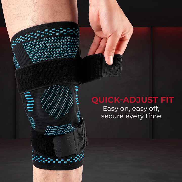 Knee Brace quick-adjust velcro fit, easy on and off