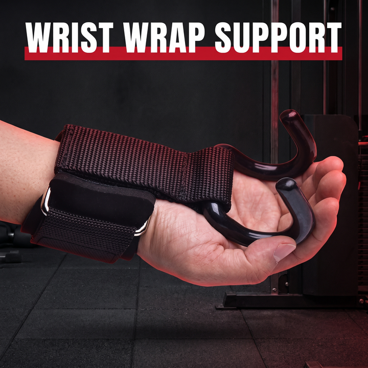Professional Lifting Hook Grips with Wrist Wraps Weight Lifting Straps Pull Up Gym Fitness Hand Bar Hook Straps for Strength Training Home Workout