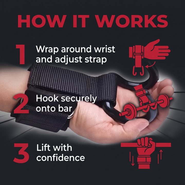 Professional Lifting Hook Grips with Wrist Wraps Weight Lifting Straps Pull Up Gym Fitness Hand Bar Hook Straps for Strength Training Home Workout