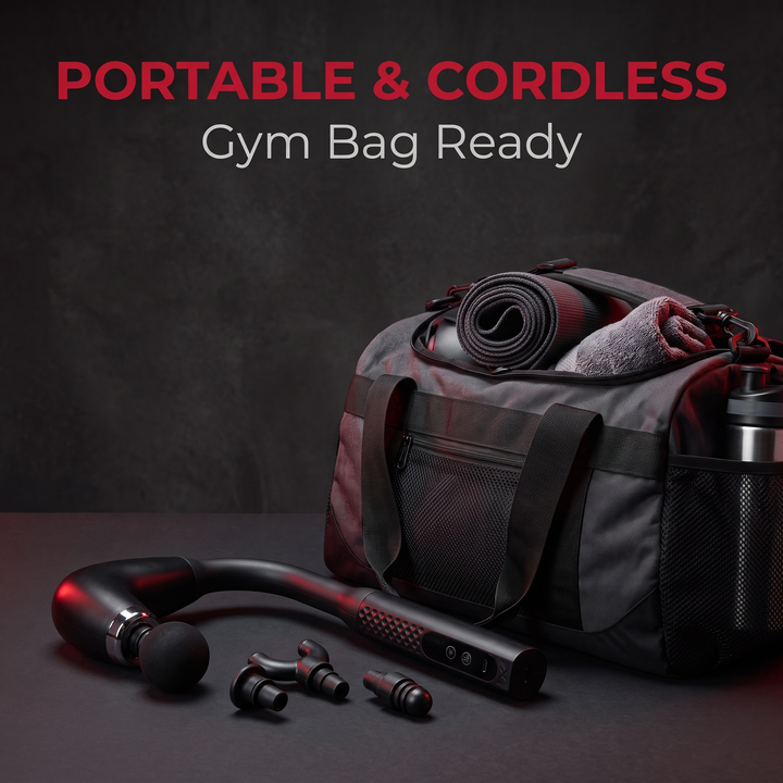 Percussion Massage Gun - portable, cordless, gym bag ready