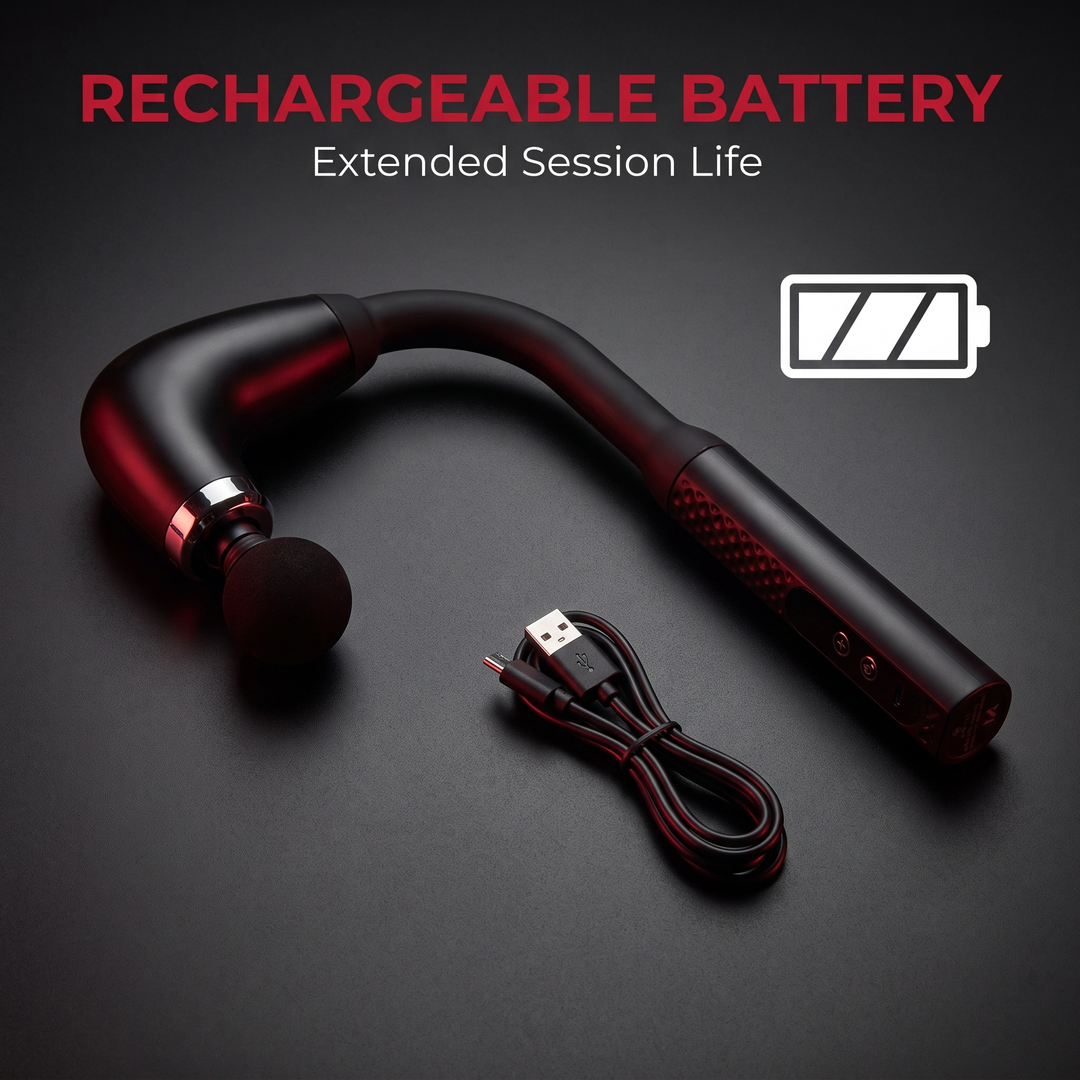 Percussion Massage Gun - rechargeable battery, extended session life